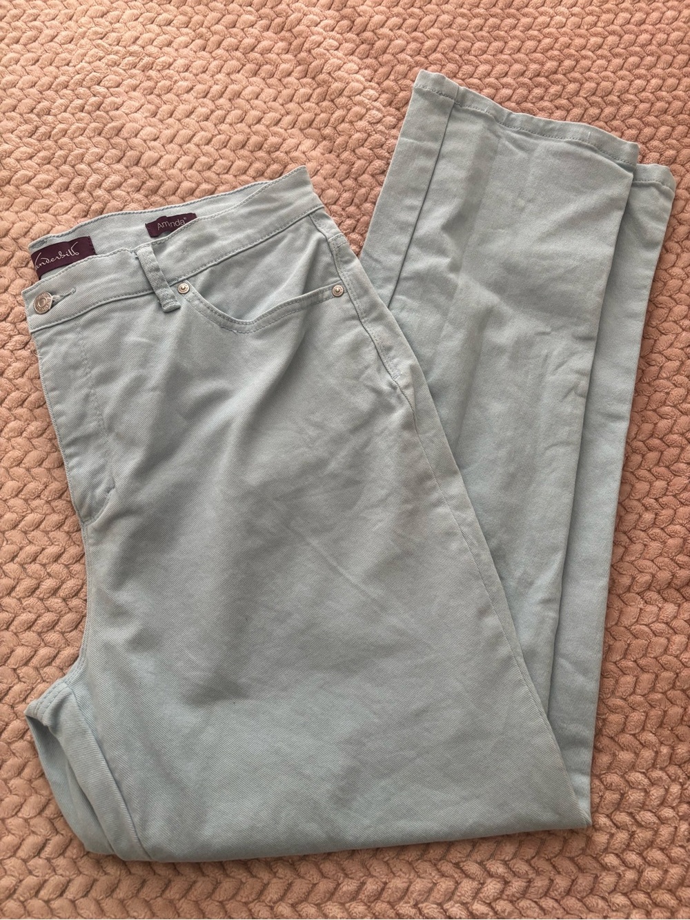 Light Blue Straight-Leg Amanda Gloria Vanderbilt Pants NWOT 14 Women’s